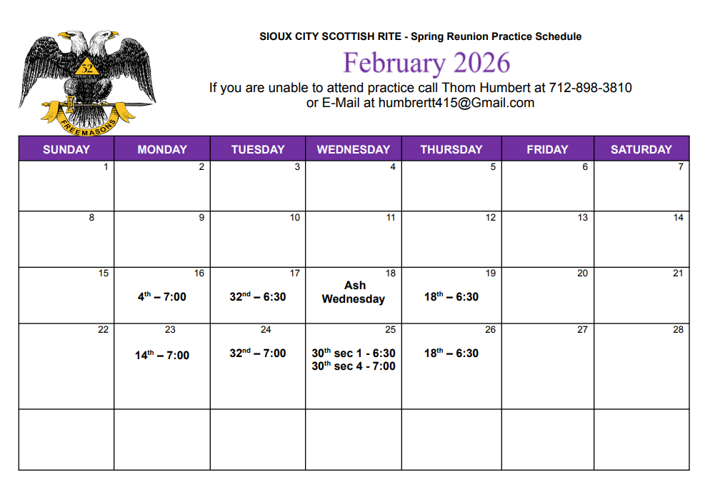 Spring Reunion 2026 Practice