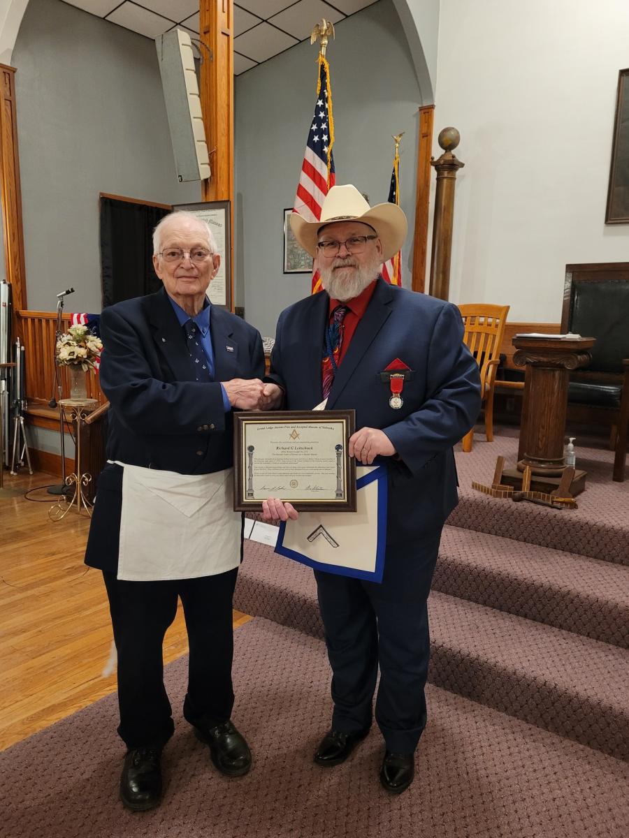 Brother Dick Leitschuck gets his 70 year pin