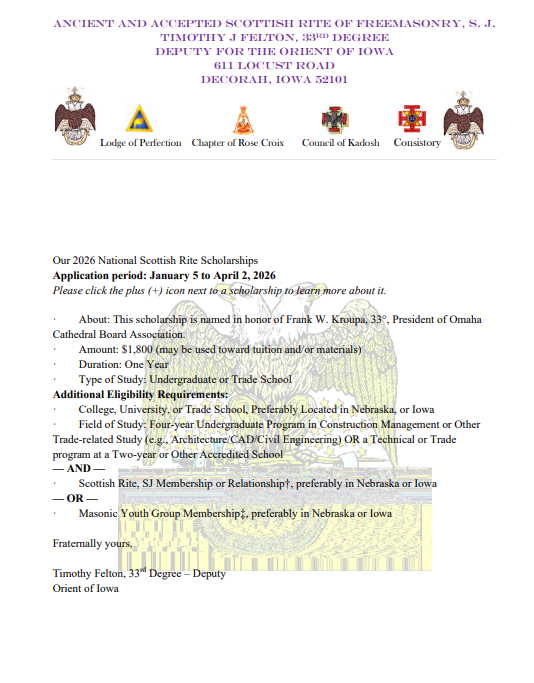 Scottish Rite Scholarships