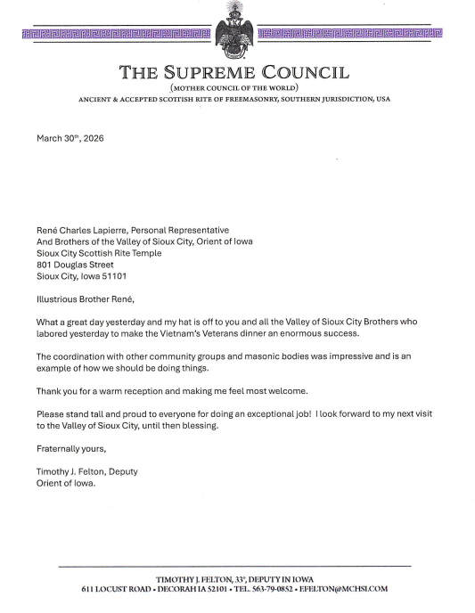 message to the Brothers from Deputy Tim Felton